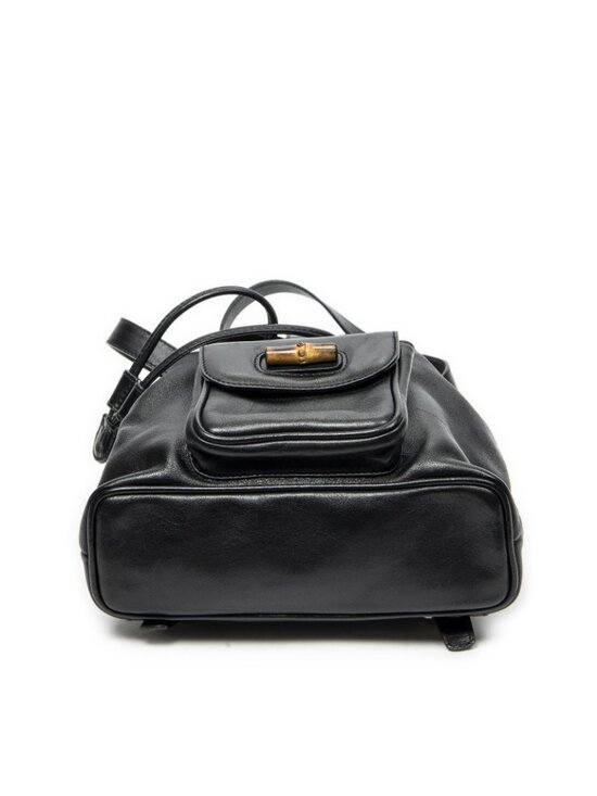 Gucci Mini Bamboo Backpack Black Calfskin Leather